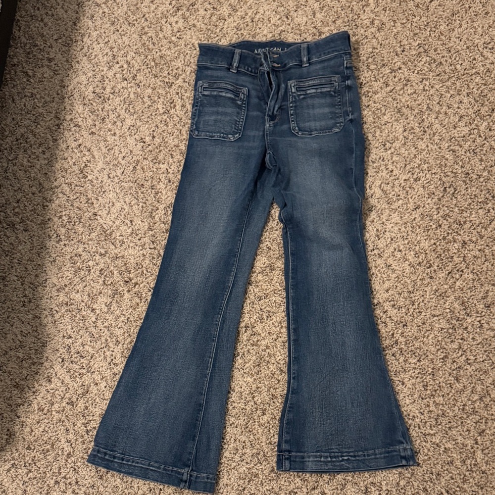 American Eagle Outfitters Blue Flare Wide Leg Jeans